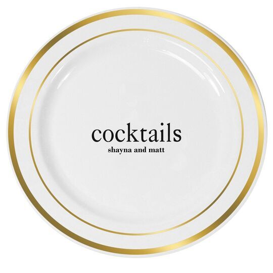 Big Word Cocktails Premium Banded Plastic Plates
